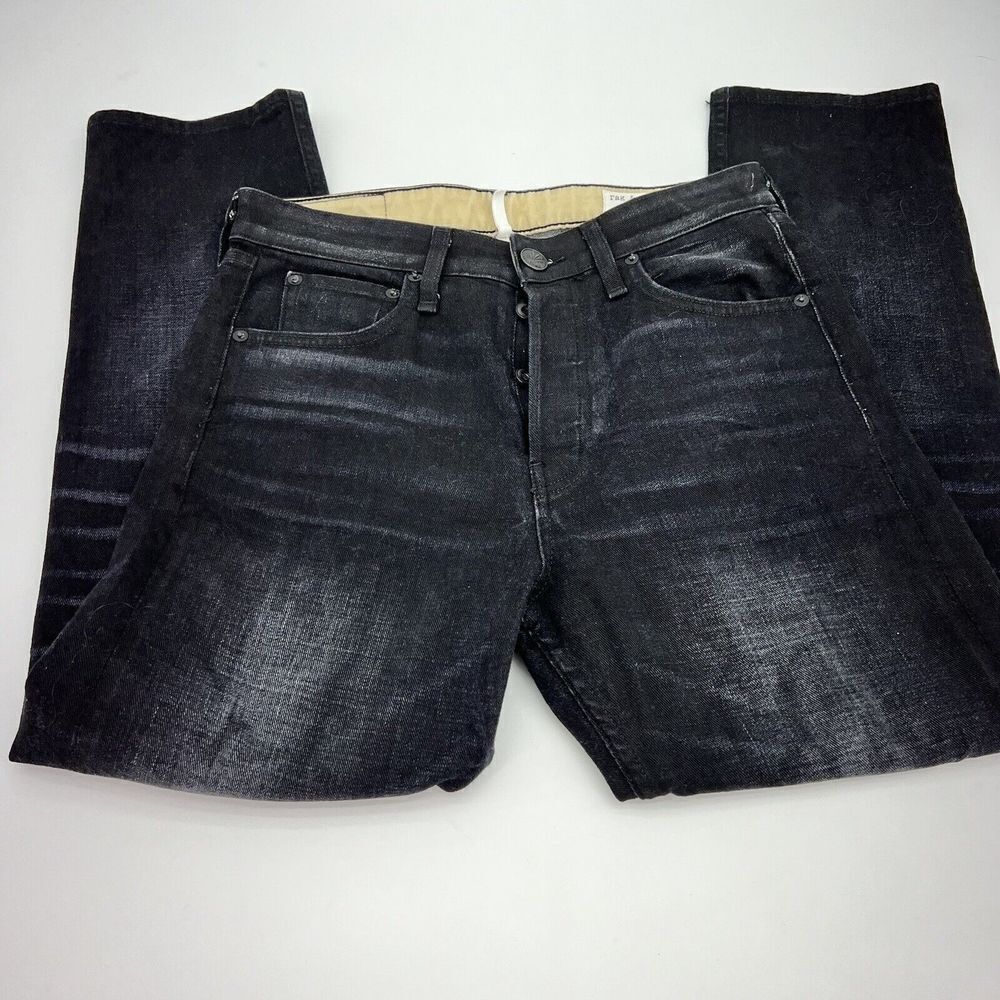 Rag & Bone Maya High Rise Ankle Slim Worn Black Button Fly Jeans Size 27
